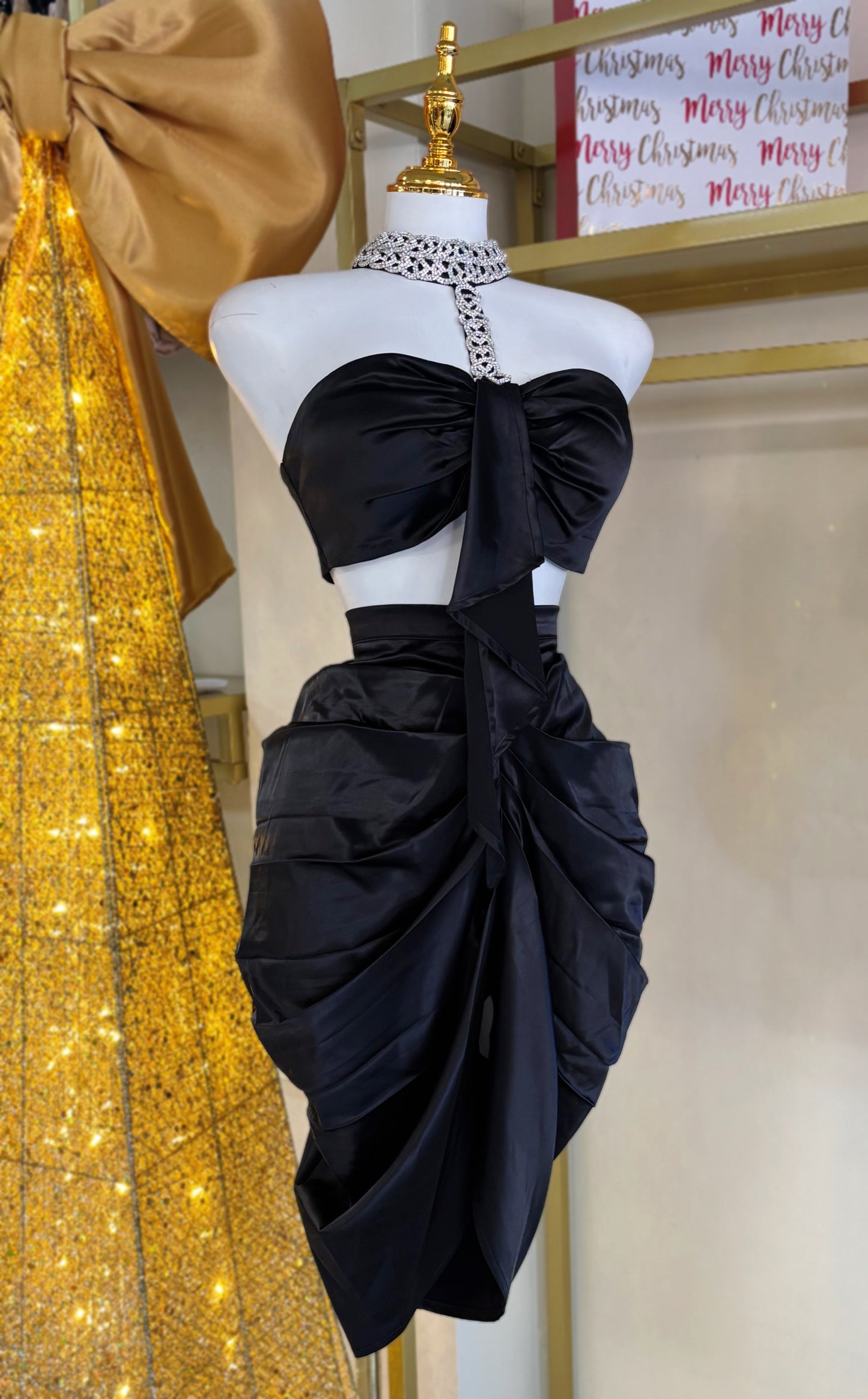 Zahira Diamonds Neck Skirt Set