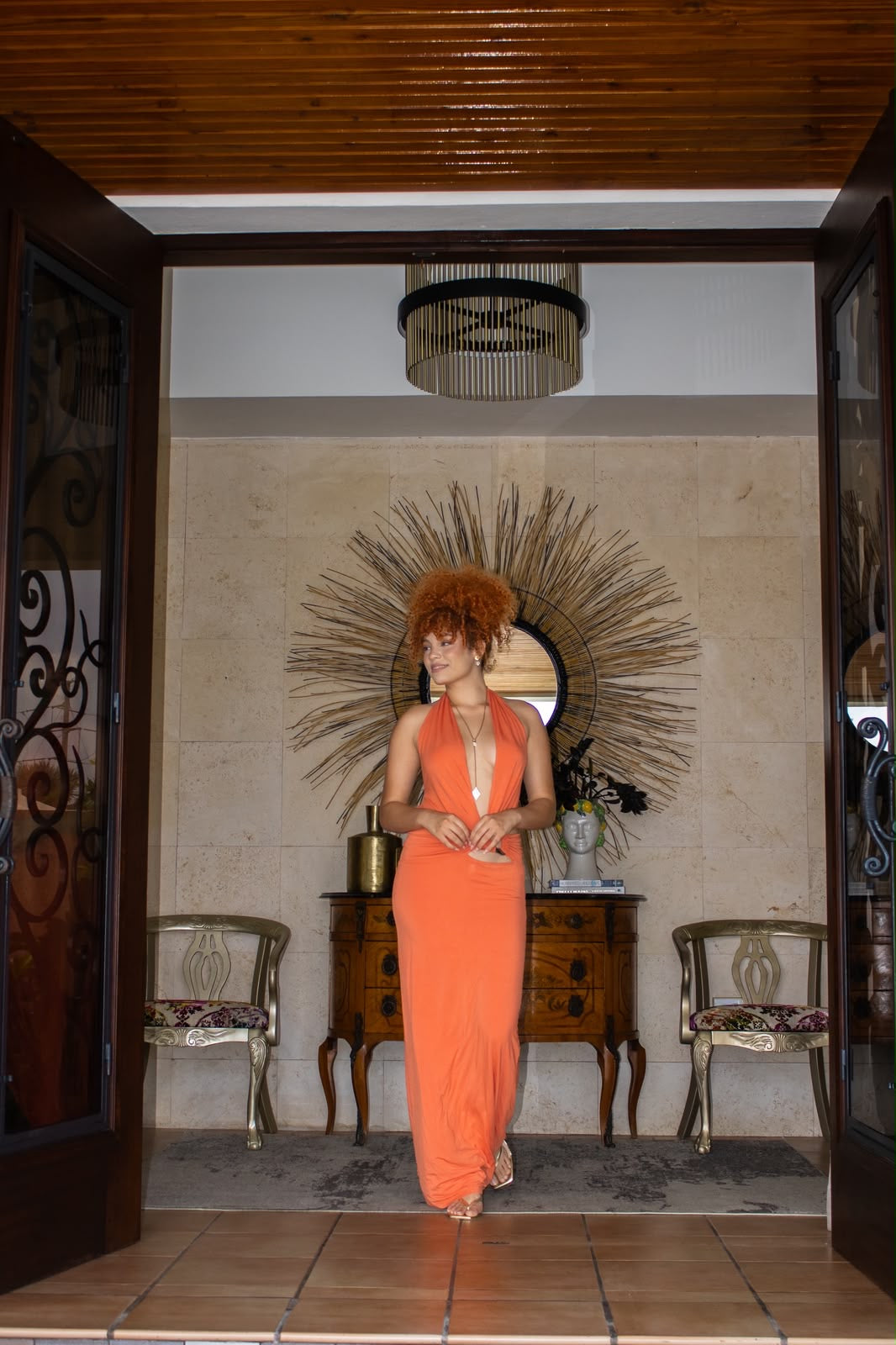 Gala Coral Maxi Dress