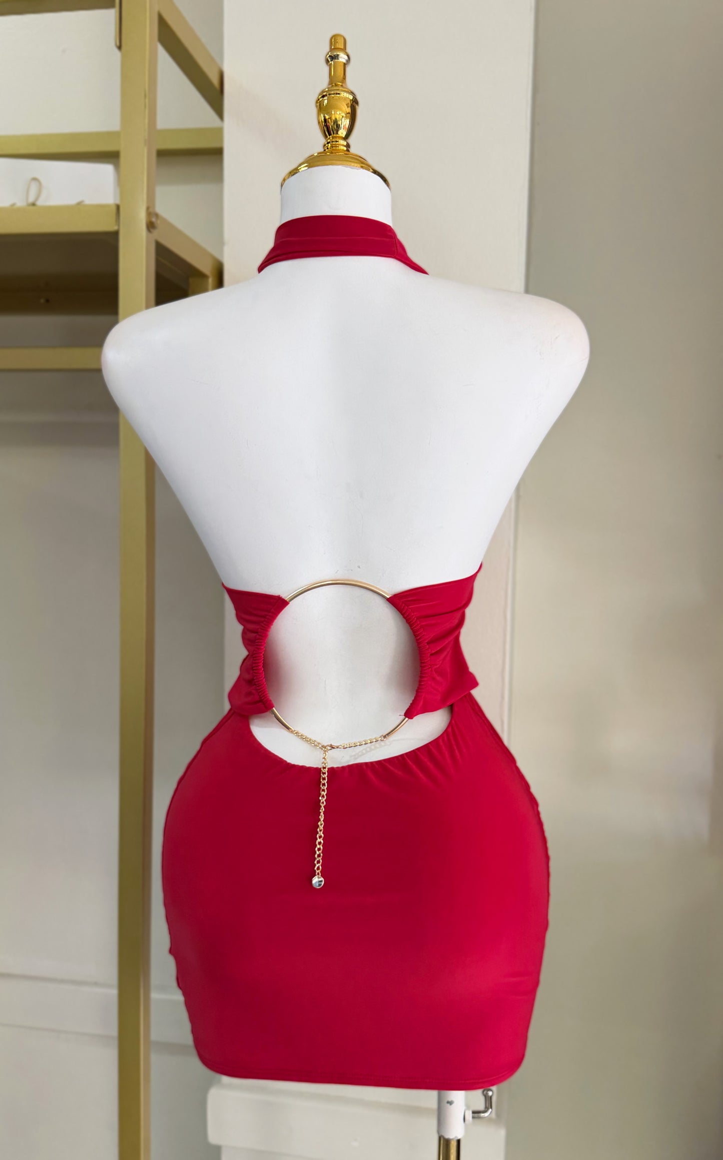 Aurora Red Halter Dress