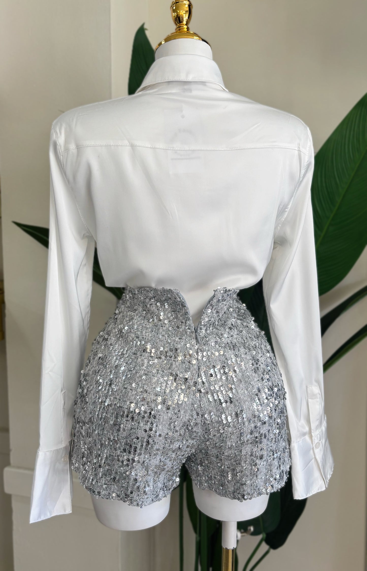Odette Silver Sequin Skort