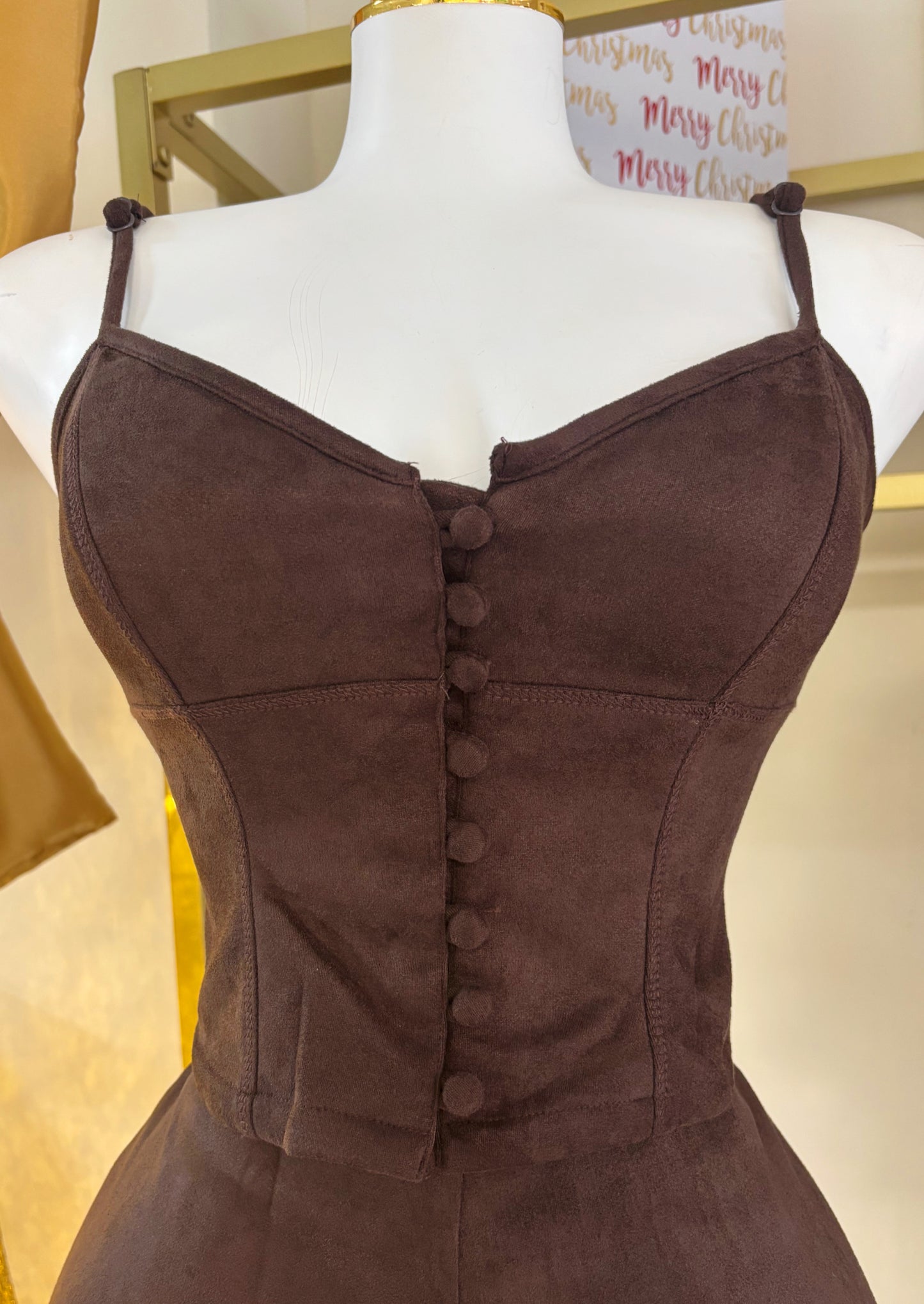 Alana Suede Short Set (Brown)