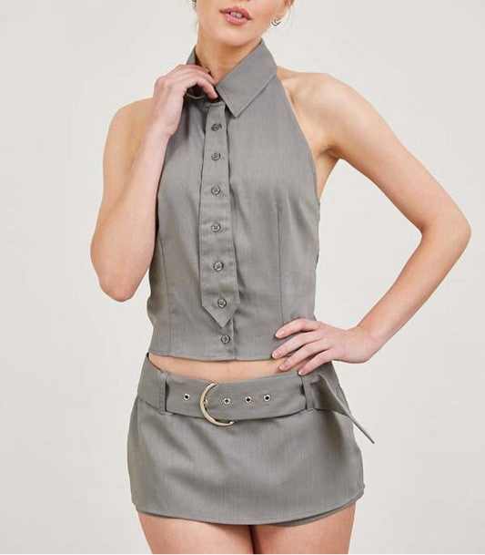 Mía Grey Skort Set