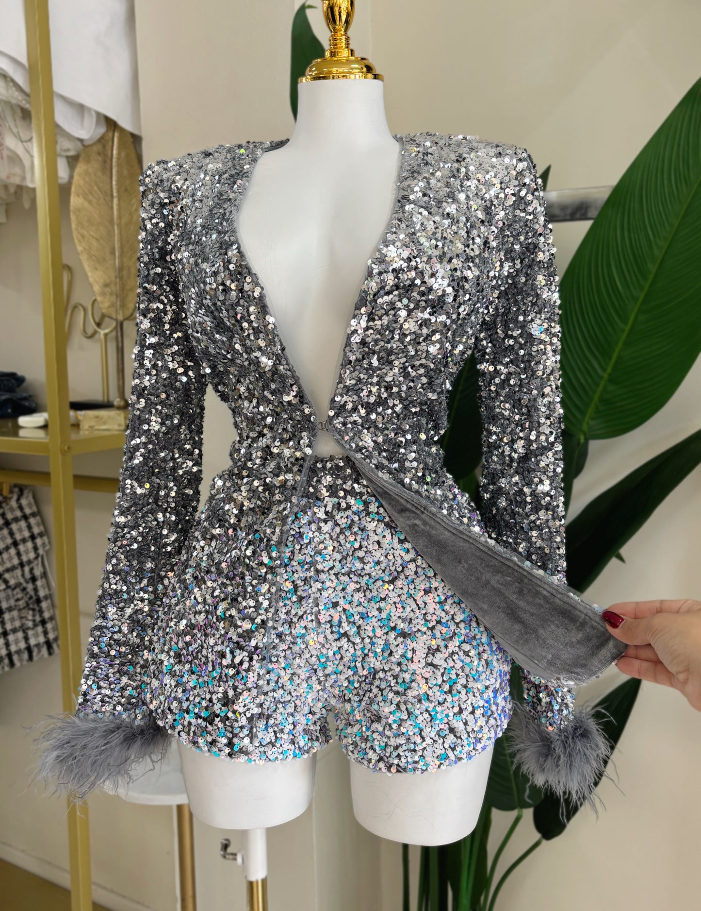 Lara Sequin Blazer Set