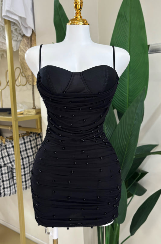 Samantha Black Pearls Dress