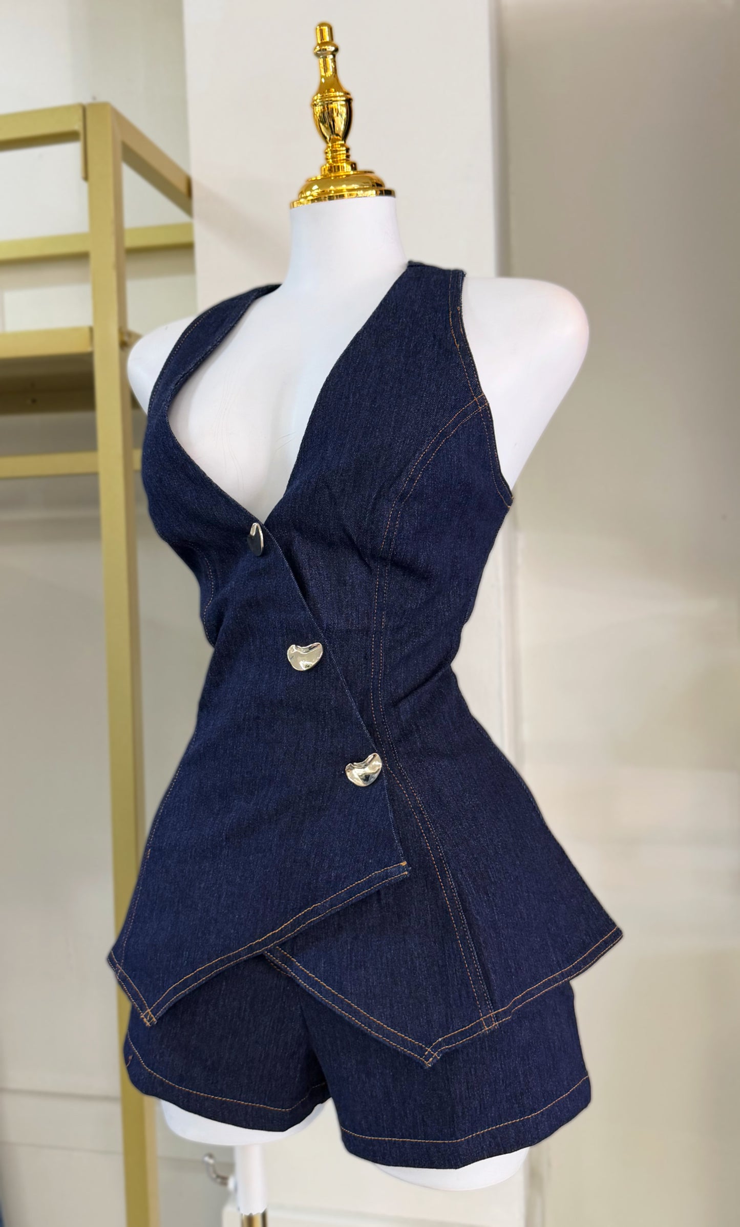 Kleísa Denim Romper (Stretch)