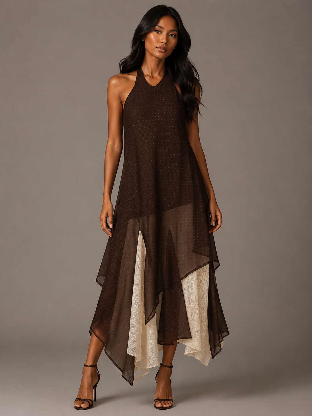 Vienna Halter Polka Dots Dress