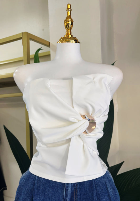 Teresa White Gold Detail Top