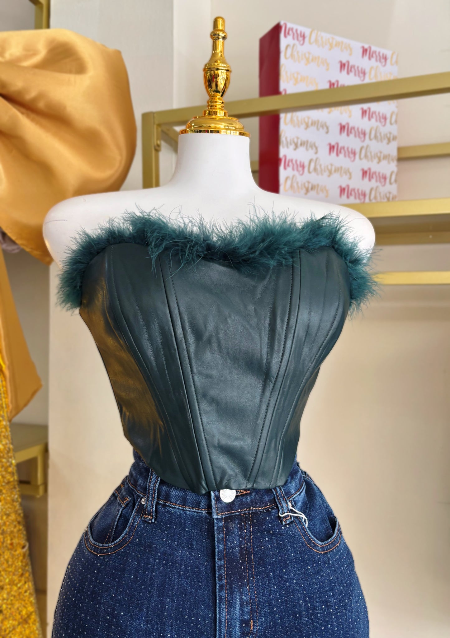 Camila Leather Feather Top