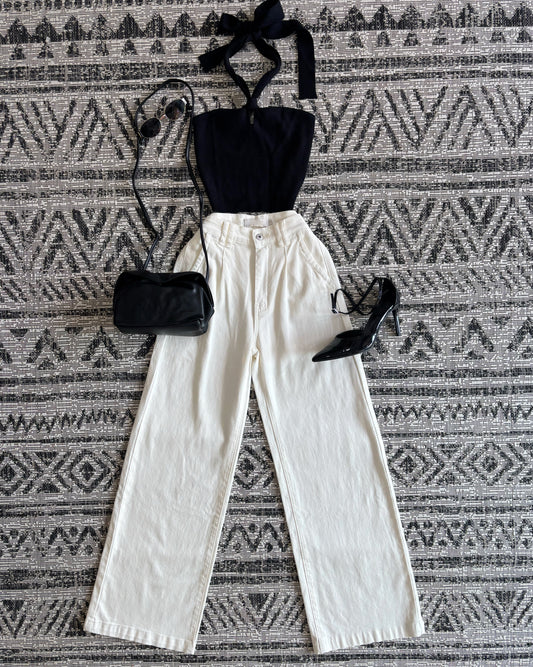 Lilliana Wide Leg White Jeans