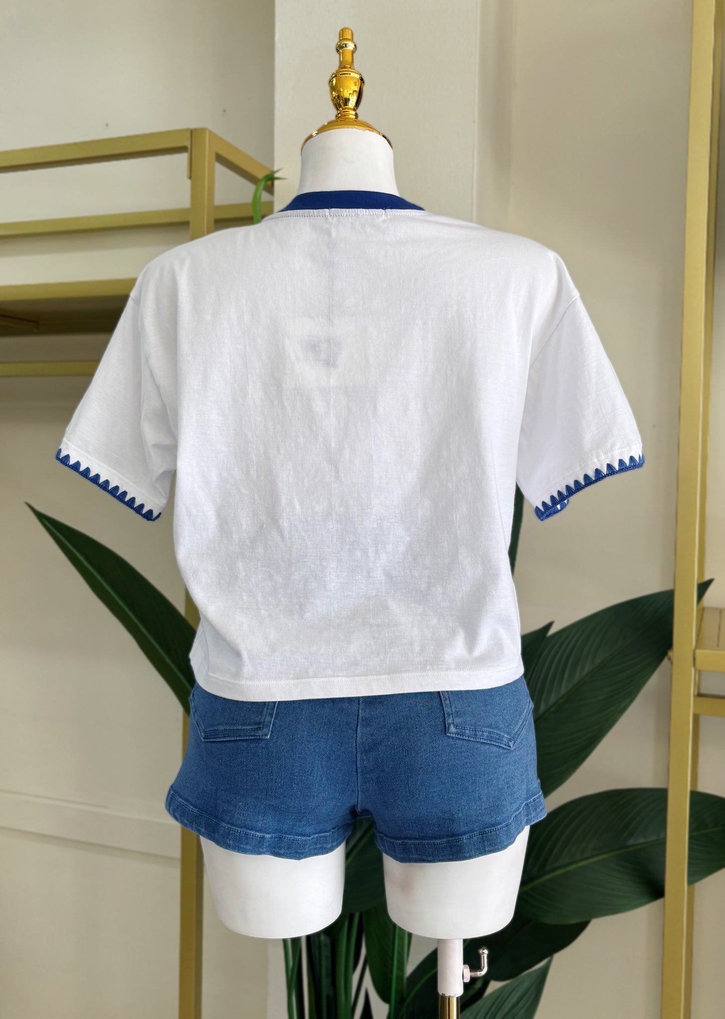 Fabianna Graphic Tee (White/Navy)