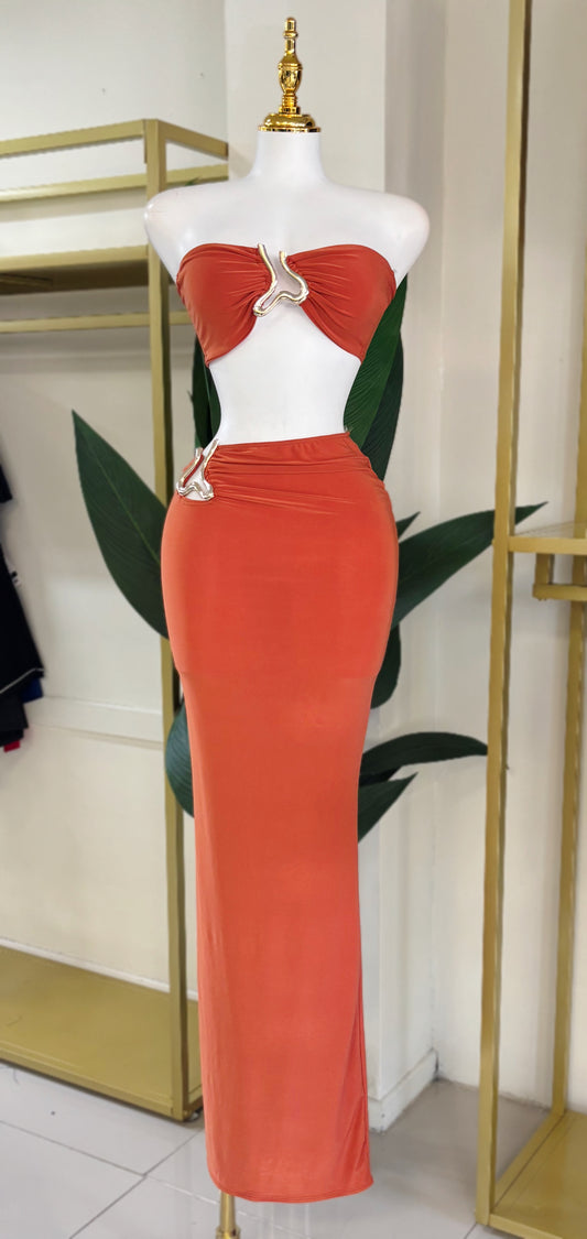 Aria Coral Skirt Set