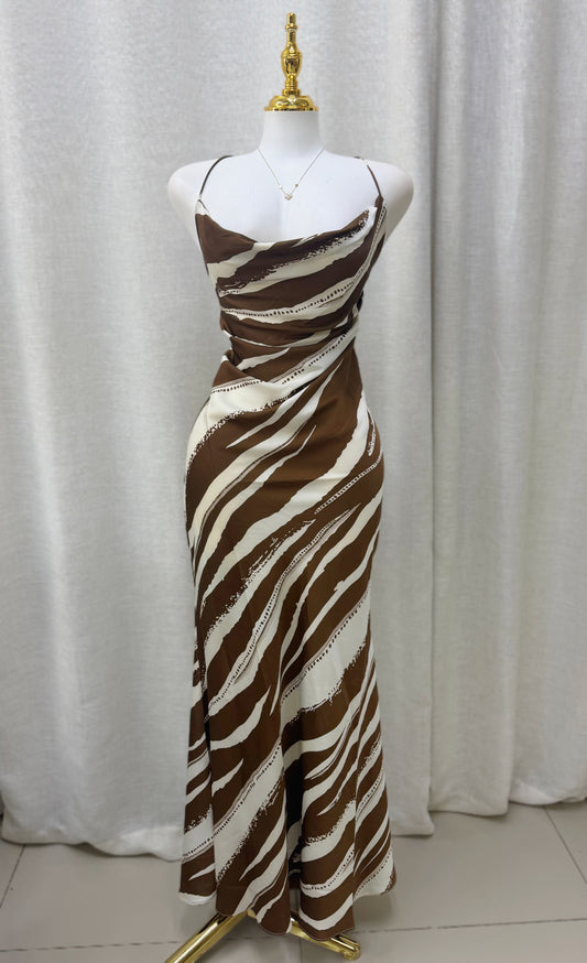 Paula Mocha-Ivory Maxi Dress