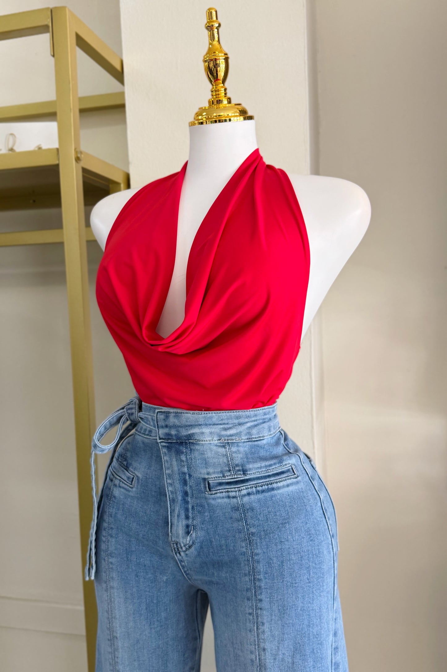 Paula Back Detail Top (Red)