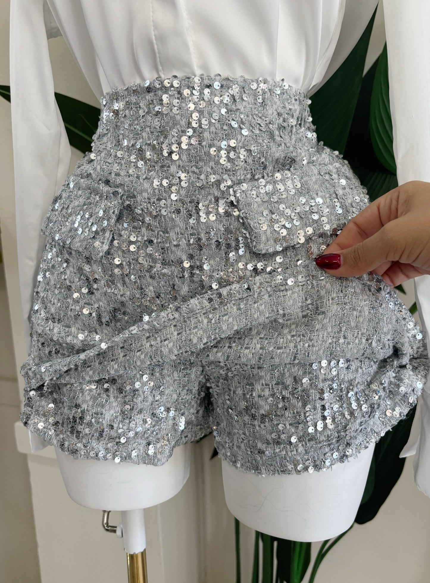 Odette Silver Sequin Skort