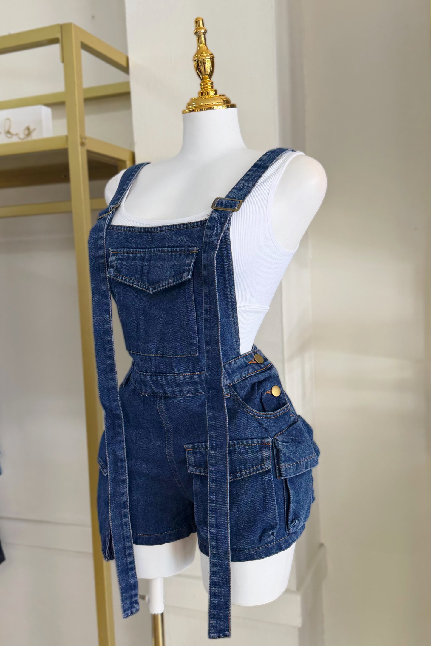 Leira Denim Short Overall