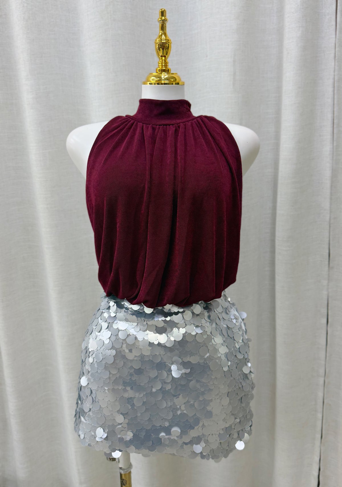 Sophia Draped Bodysuit (Burgundy)