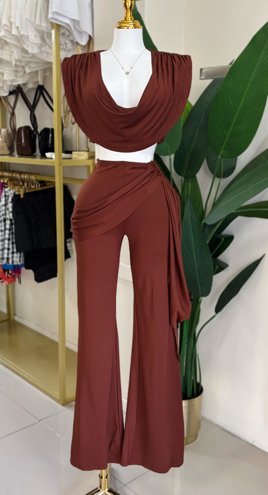 Amelia Pant Set (Brown)