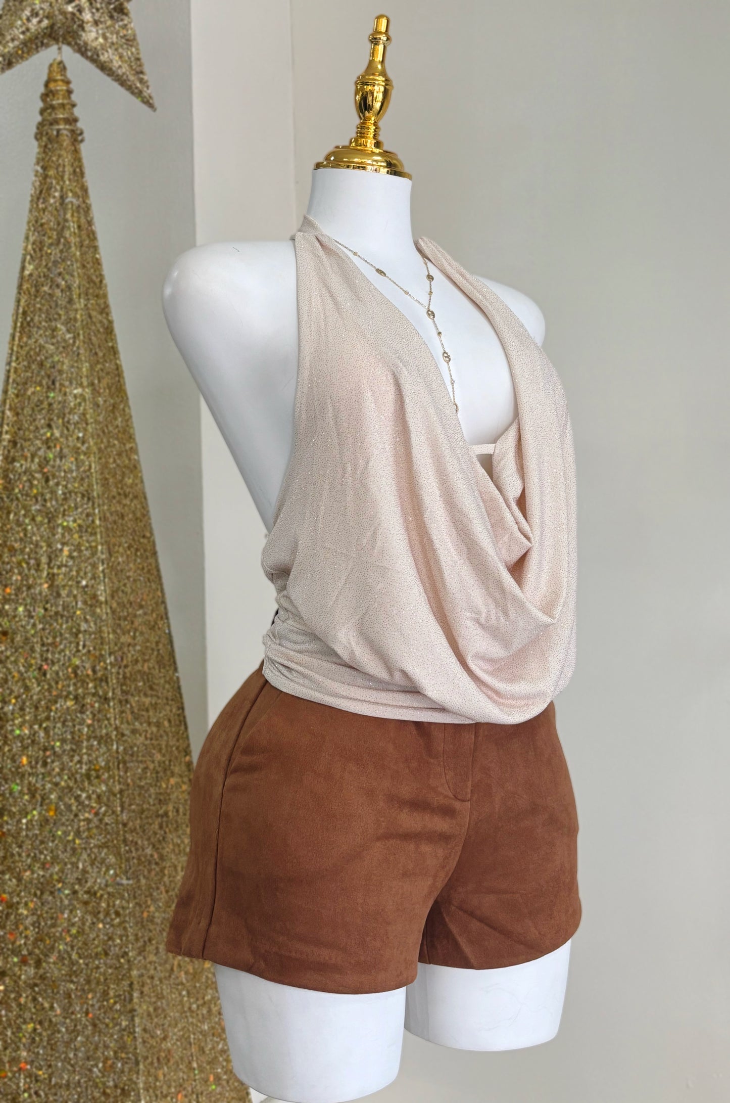 Paulina Glitter Top (Crema)