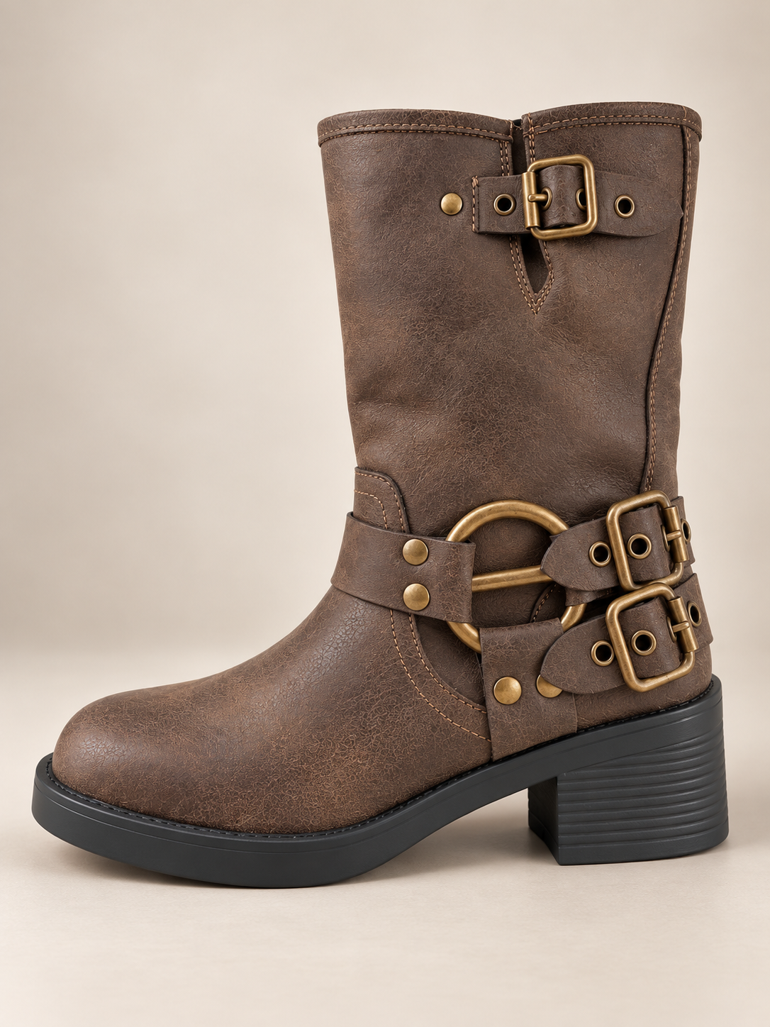 Ivanka-22 Biker Boots (Brown) *CORREN 1 SIZE GRANDE*