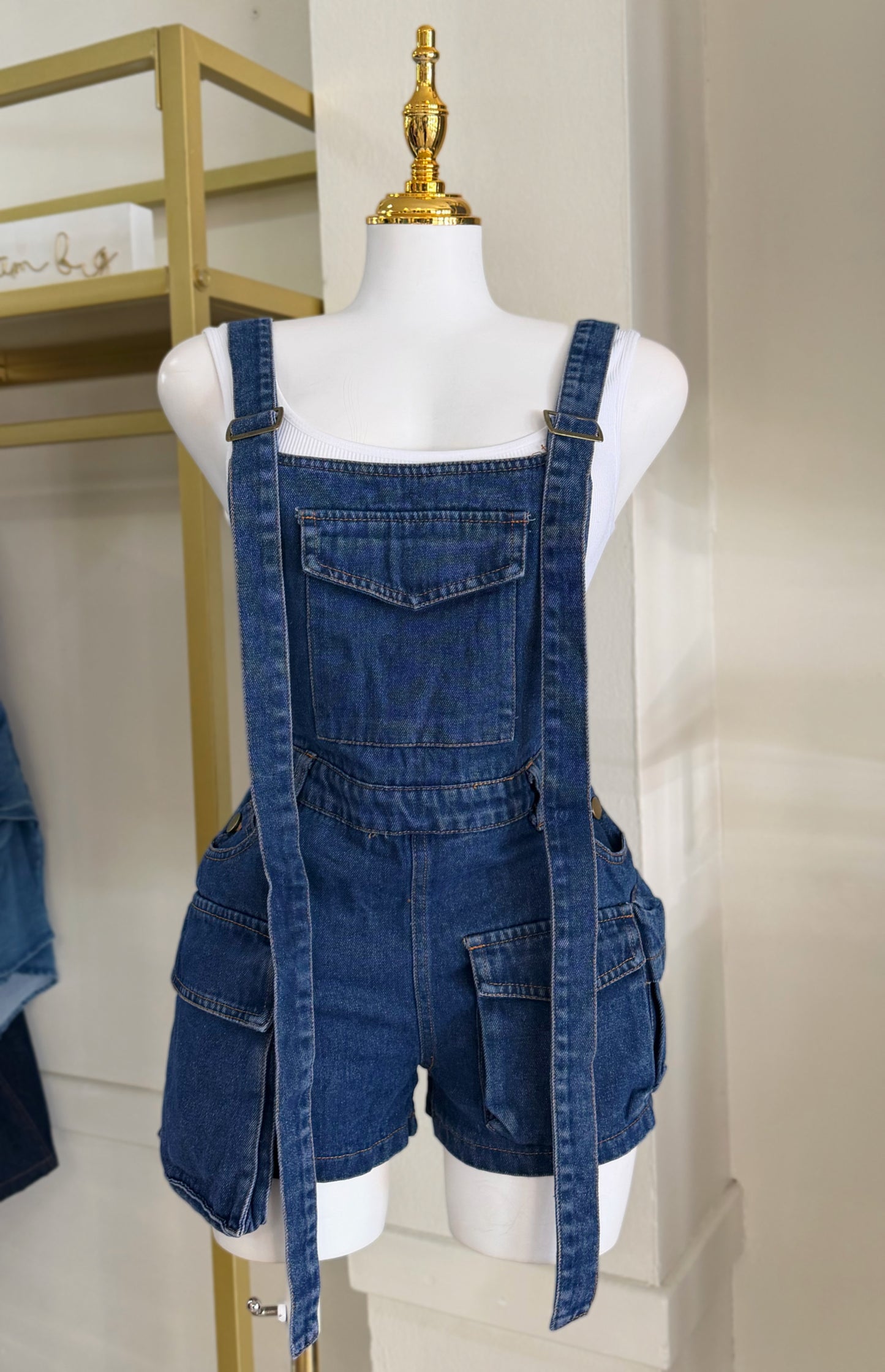 Leira Denim Short Overall