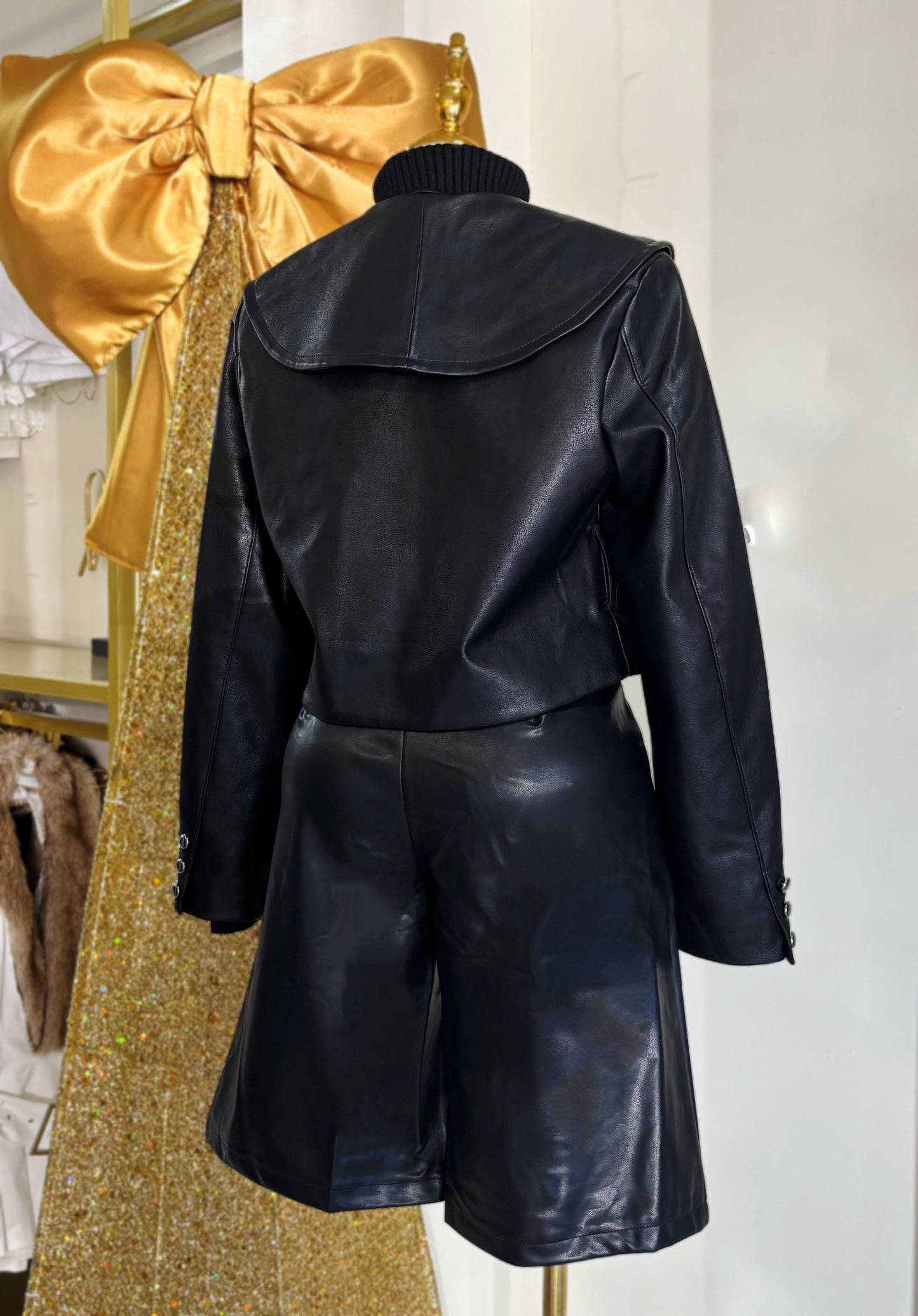 Natalia Black Leather Coat