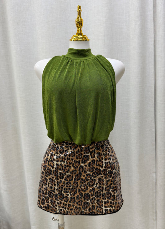 Thalía Leopard Sequin Skort