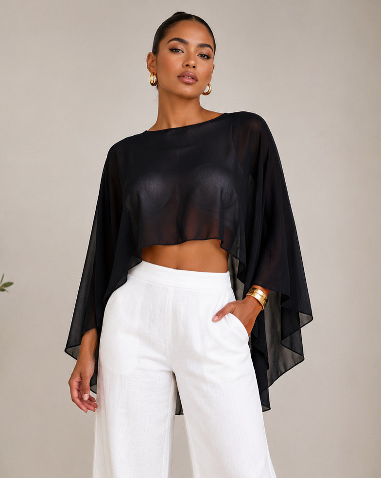 Venecia Black Poncho (ONE SIZE)