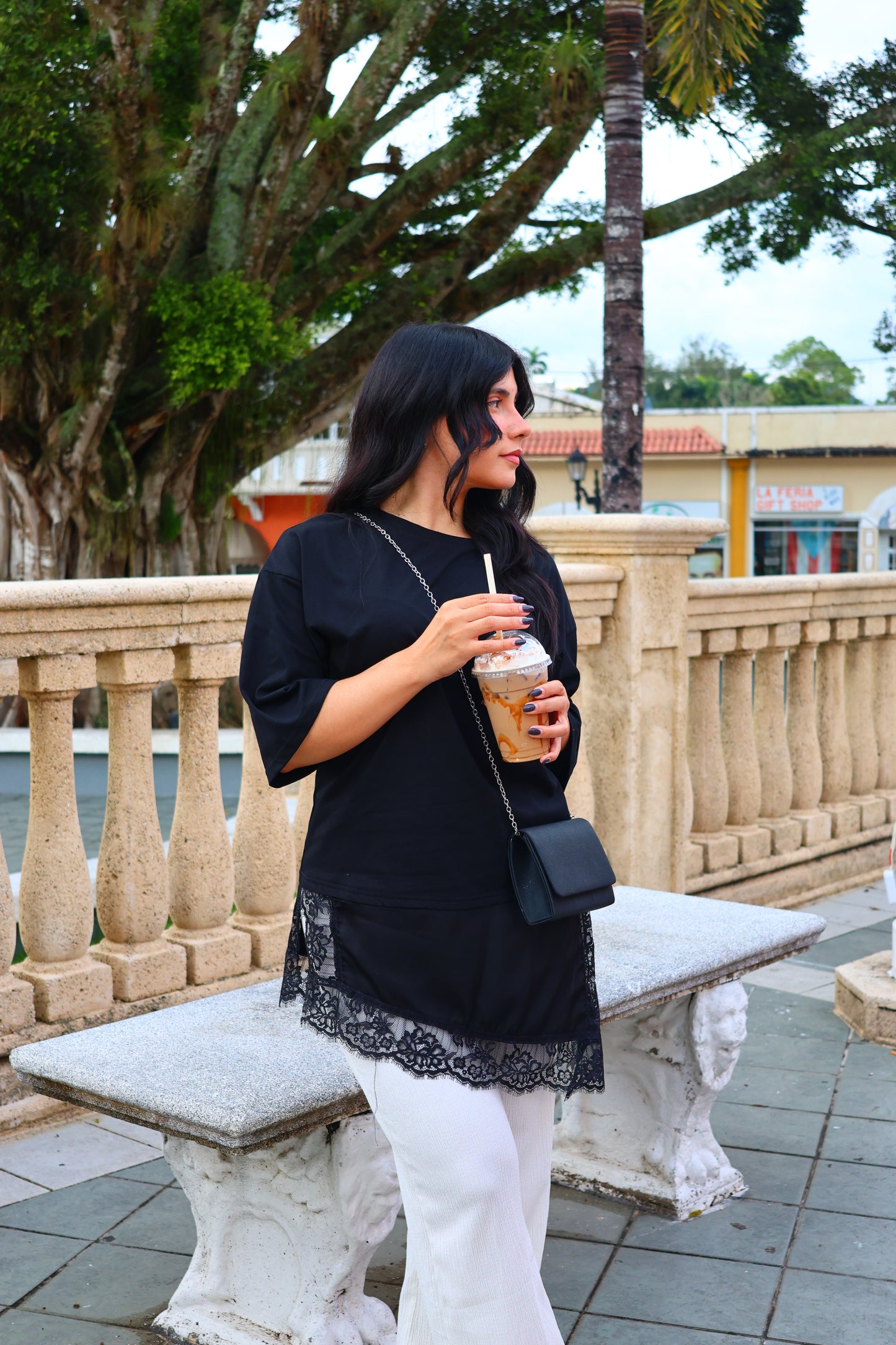 Patricia Lace Tshirt/Dress (Black)