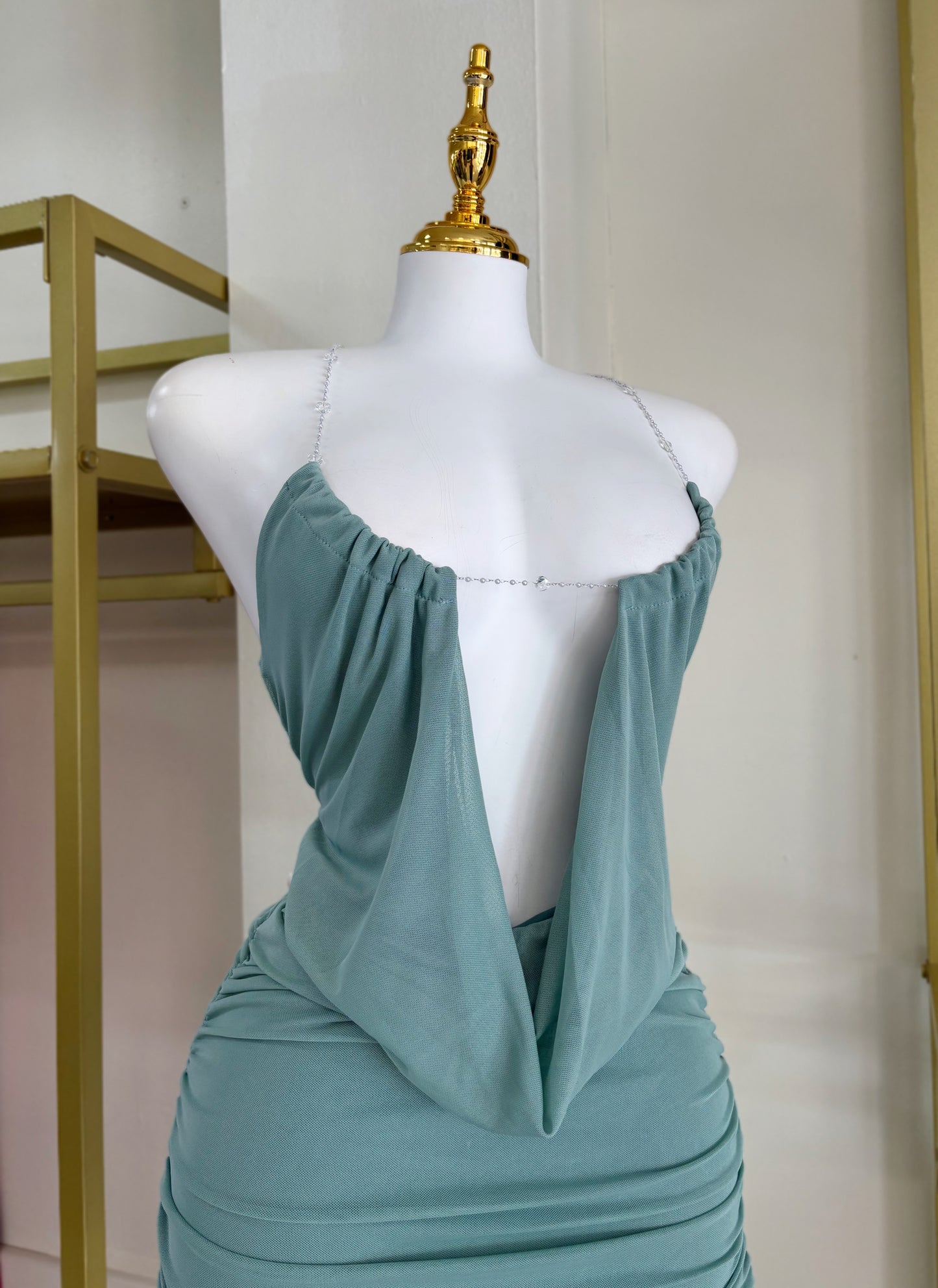 Asia Chain Detail Dress (Sage)