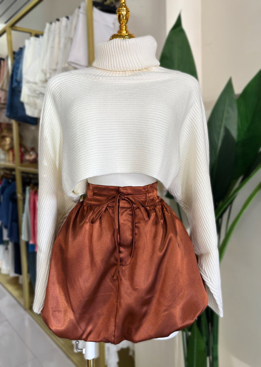 Mariana Satin Bubble Skirt (Bronce/Olive)