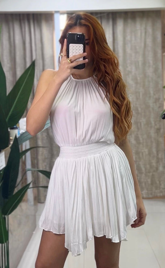 Renata White Satin Dress
