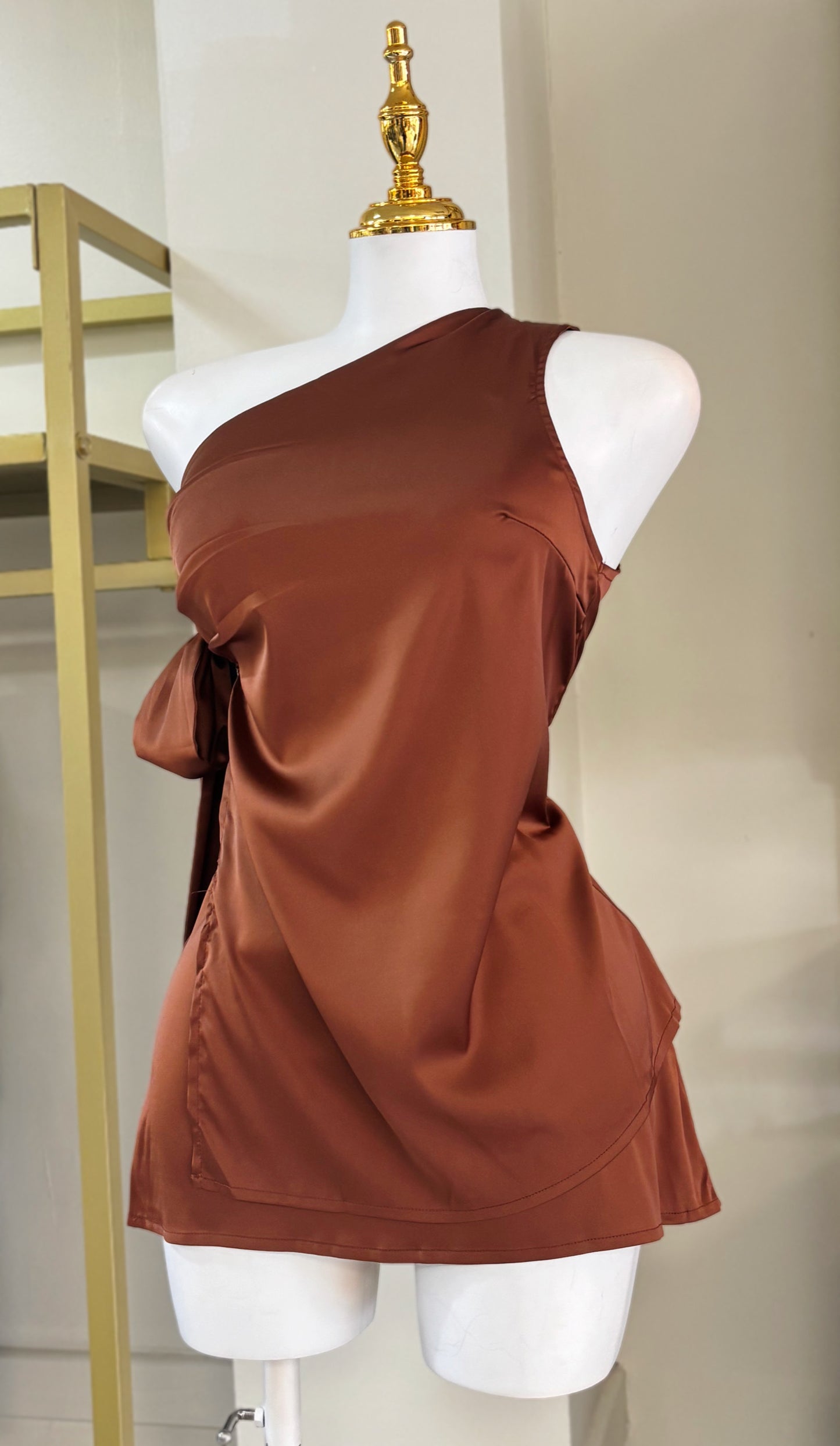 Mariela Satin Skirt Set (Brown/Negro)