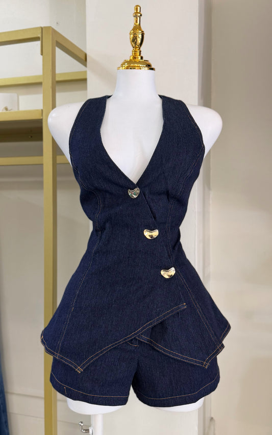 Kleísa Denim Romper (Stretch)