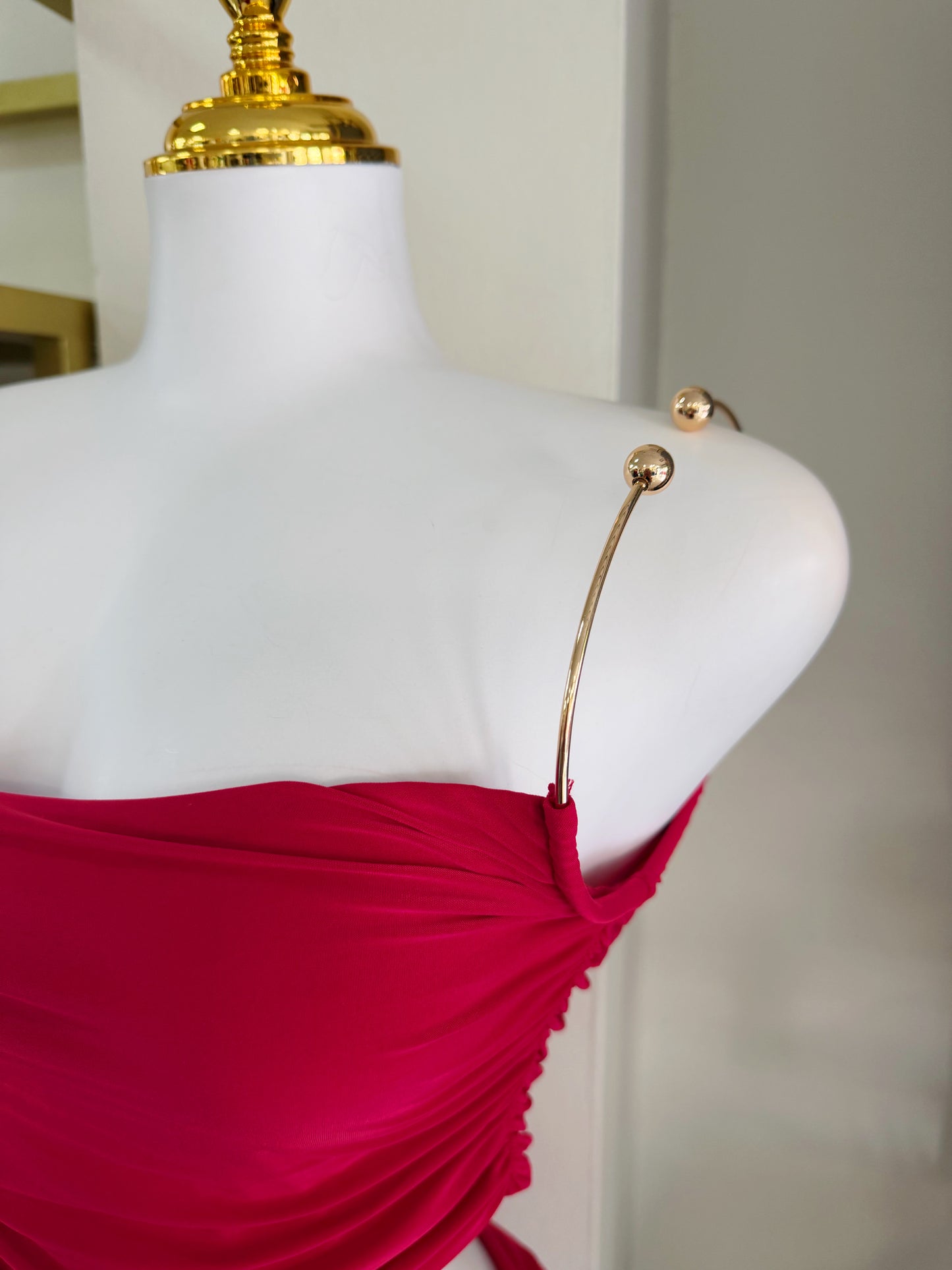 Zhamira Gold Detail Skirt Set (Red)