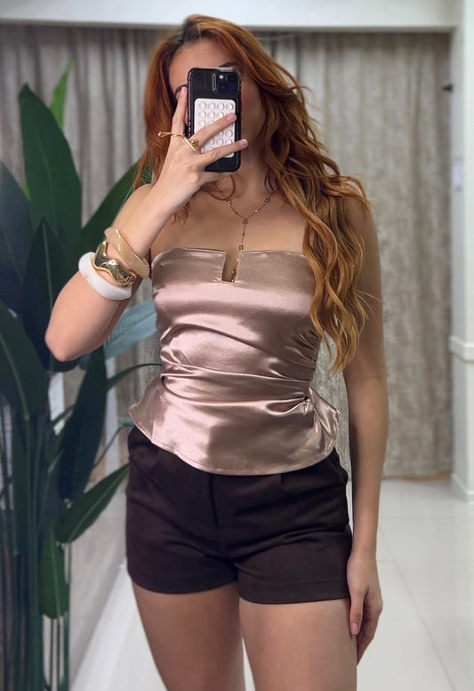 Margot Satin Corset (Mocha)