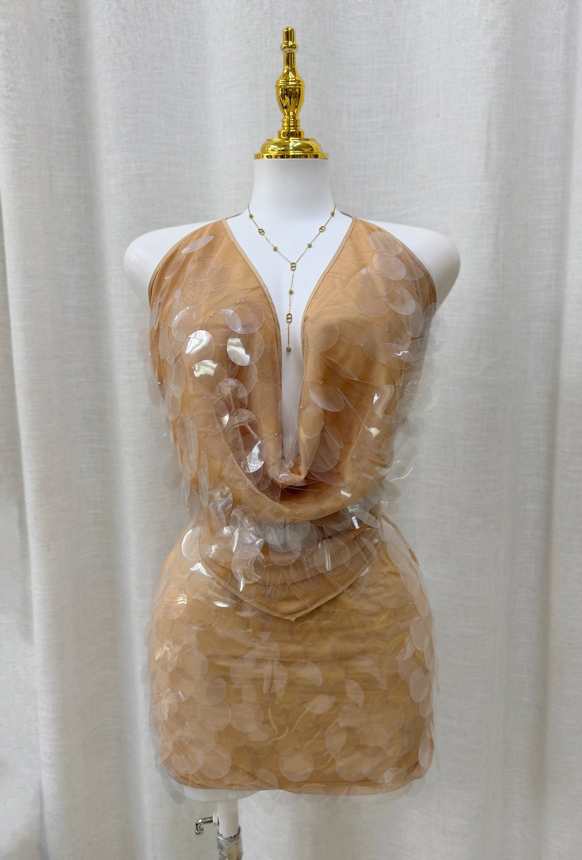 Isabella Big Sequin Skirt Set (Nude)