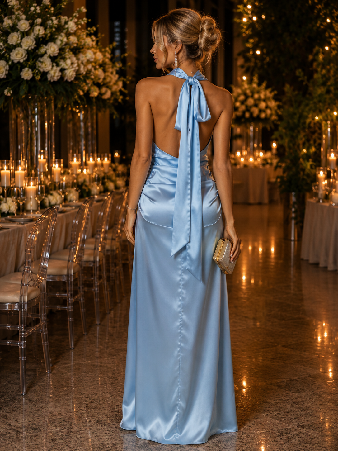 Celeste Satin Maxi Dress