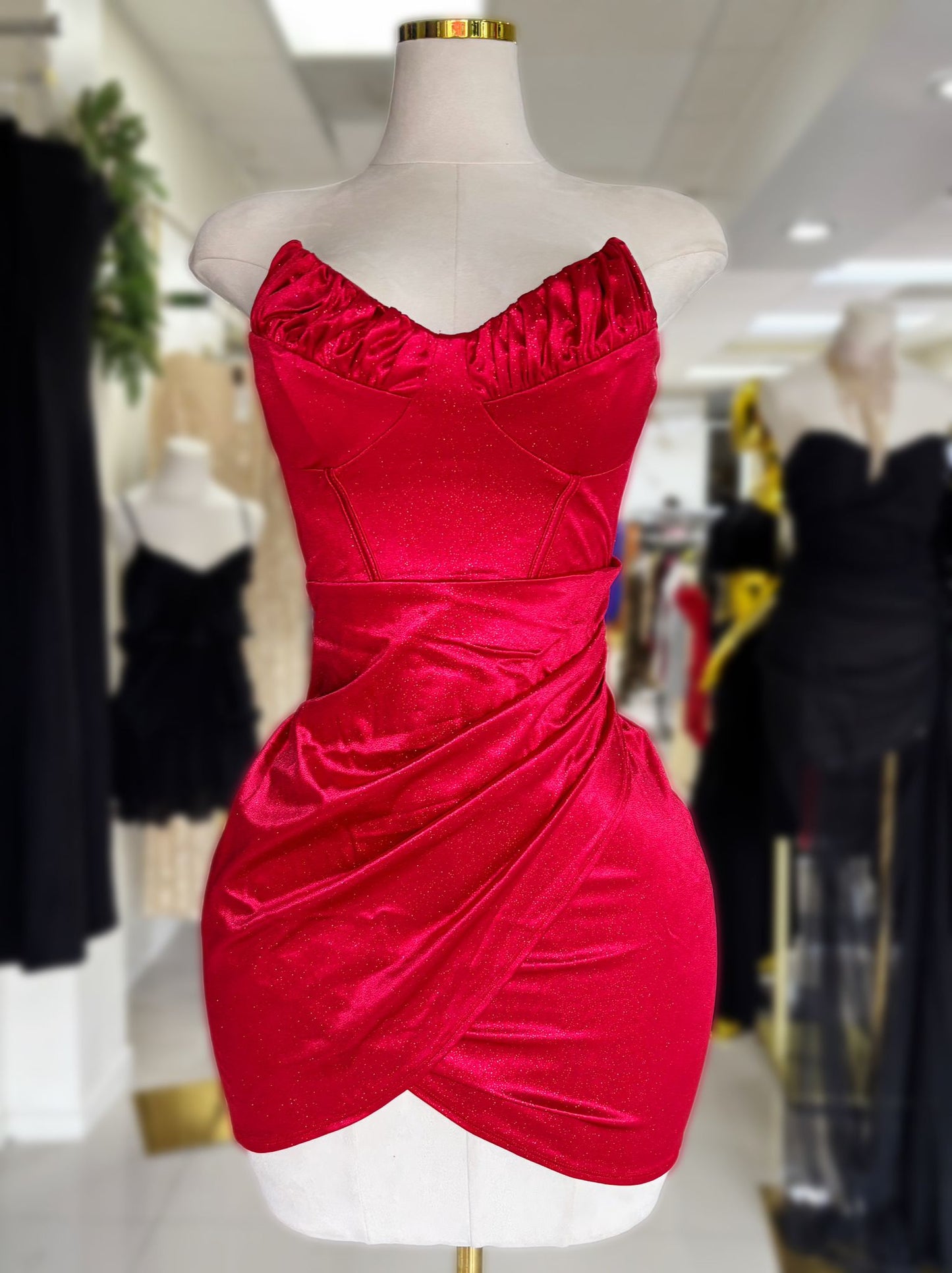 Rebecca Glitter Dress(ROJO/NEGRO)