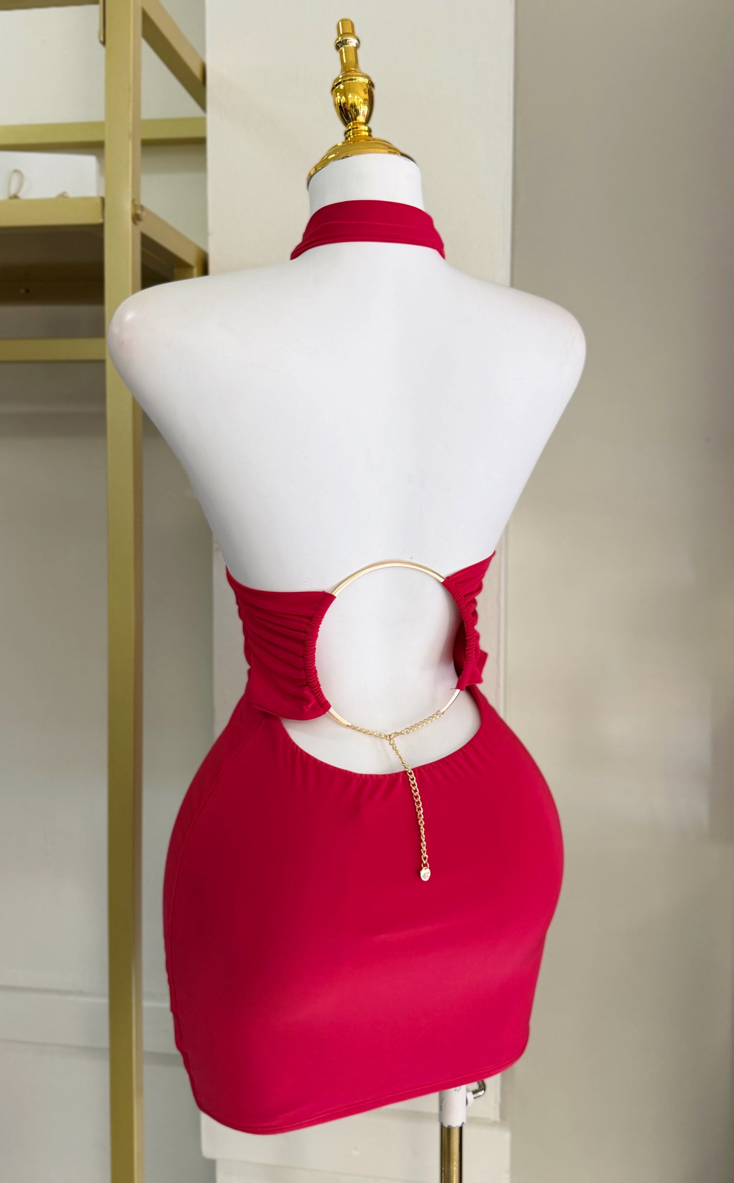Aurora Red Halter Dress