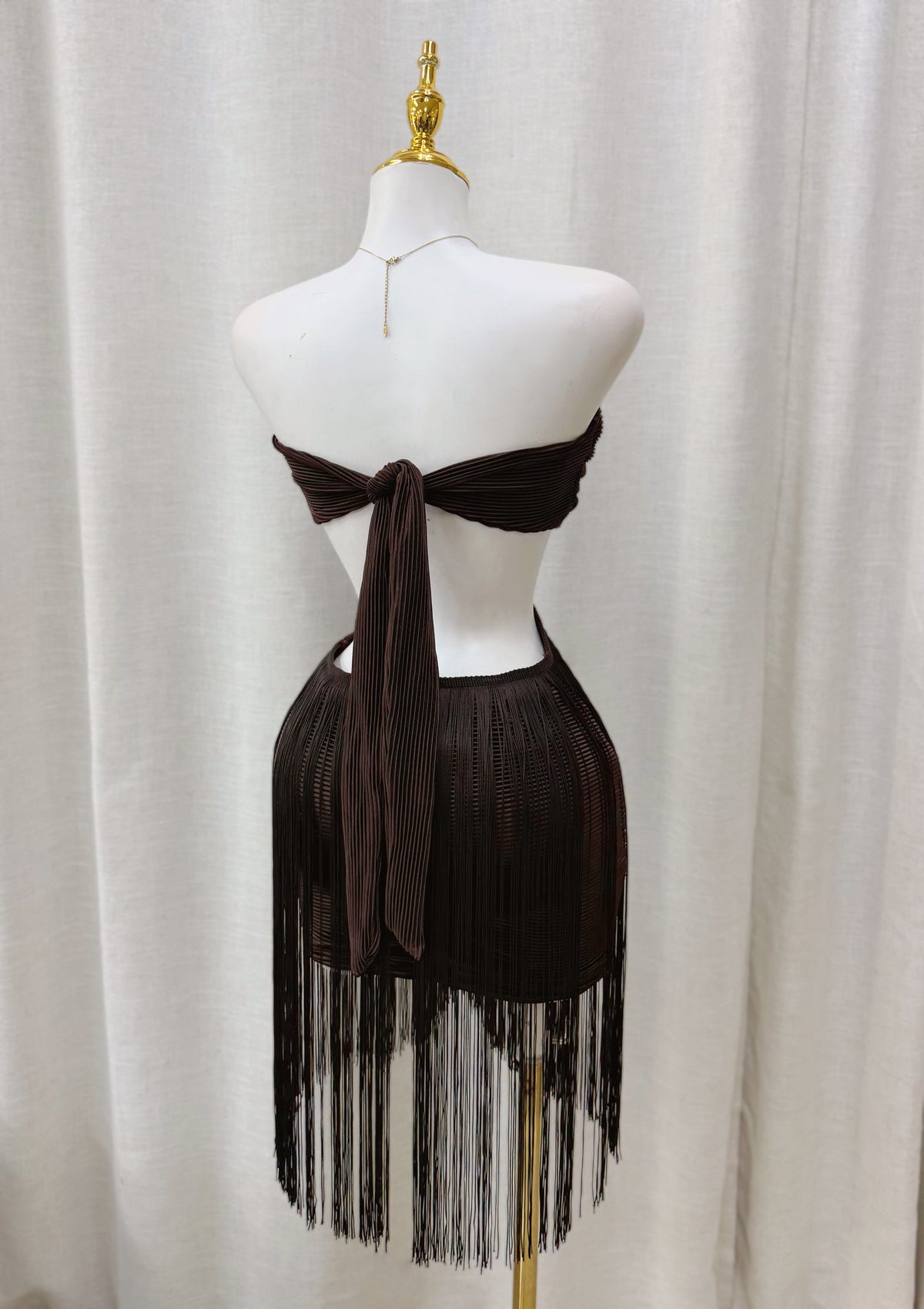 Solange Fringe Dress (Coffee)