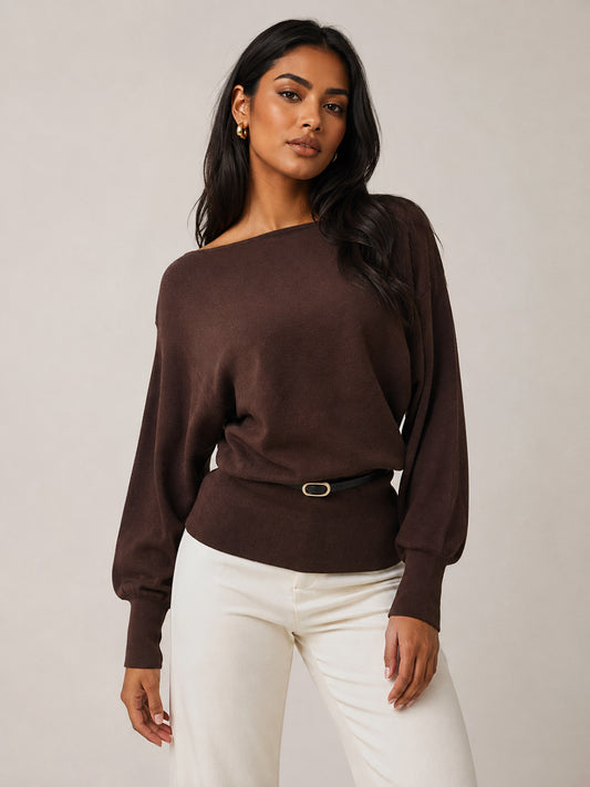 Mocha Muse Belt Sweater