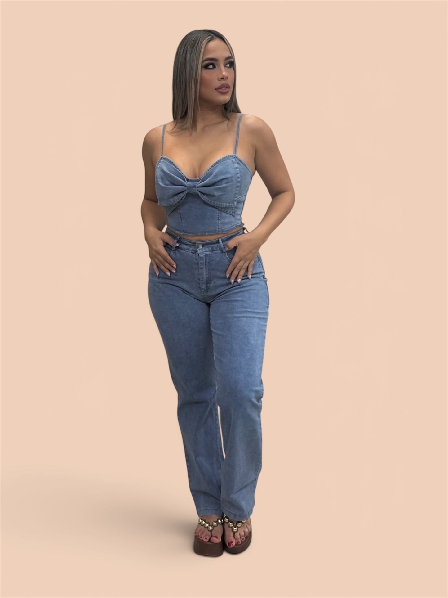 Teresa Bow Denim Set