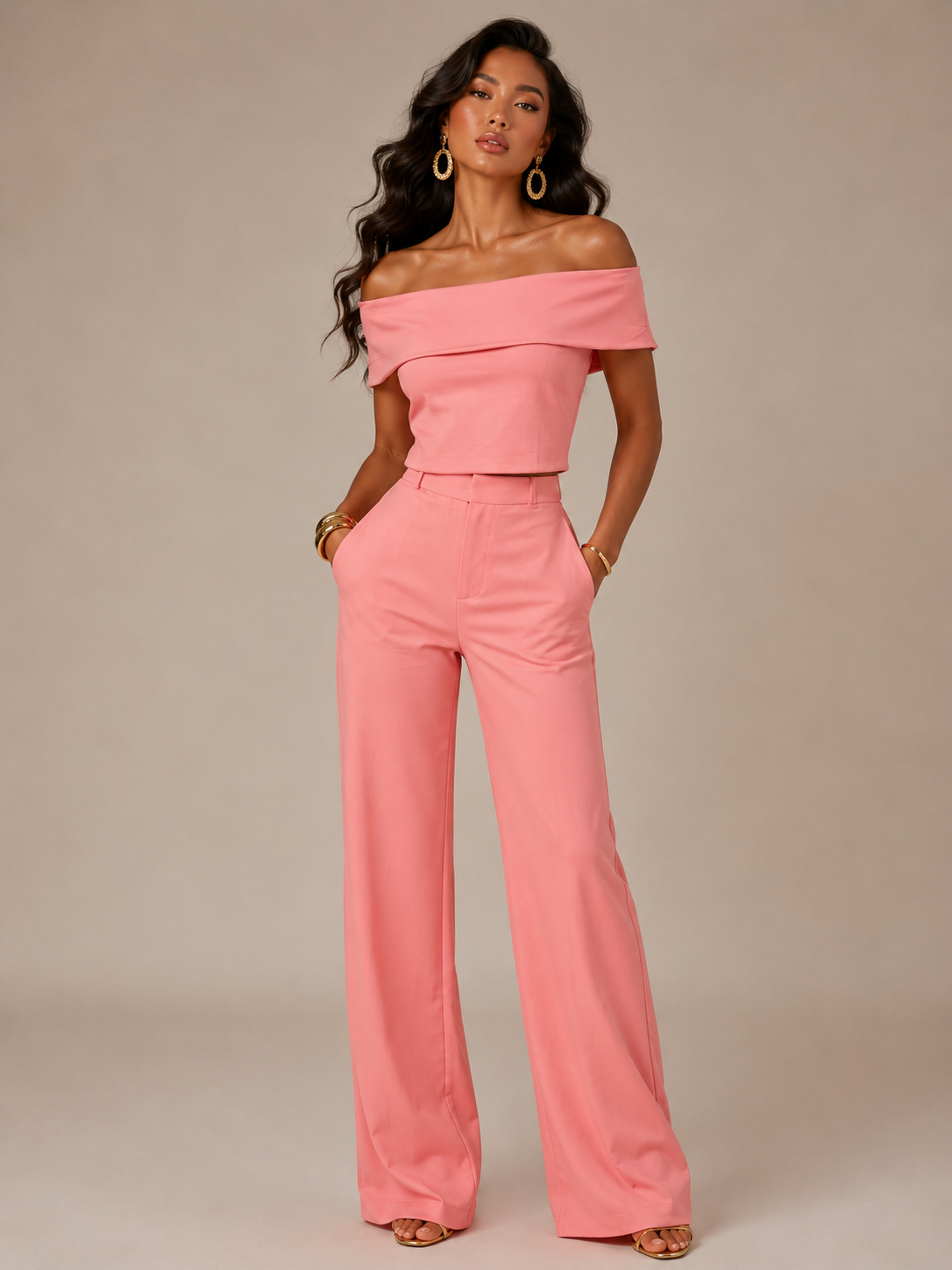 Elara Peach Pant Set
