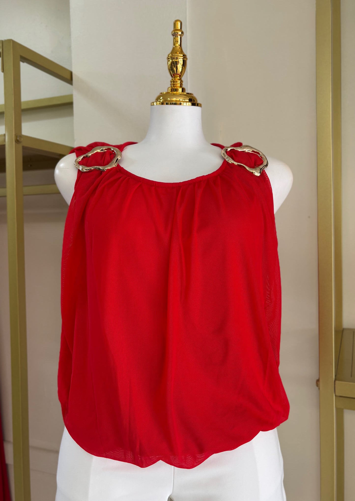 Kamila Gold Detail Blouse (Rojo)