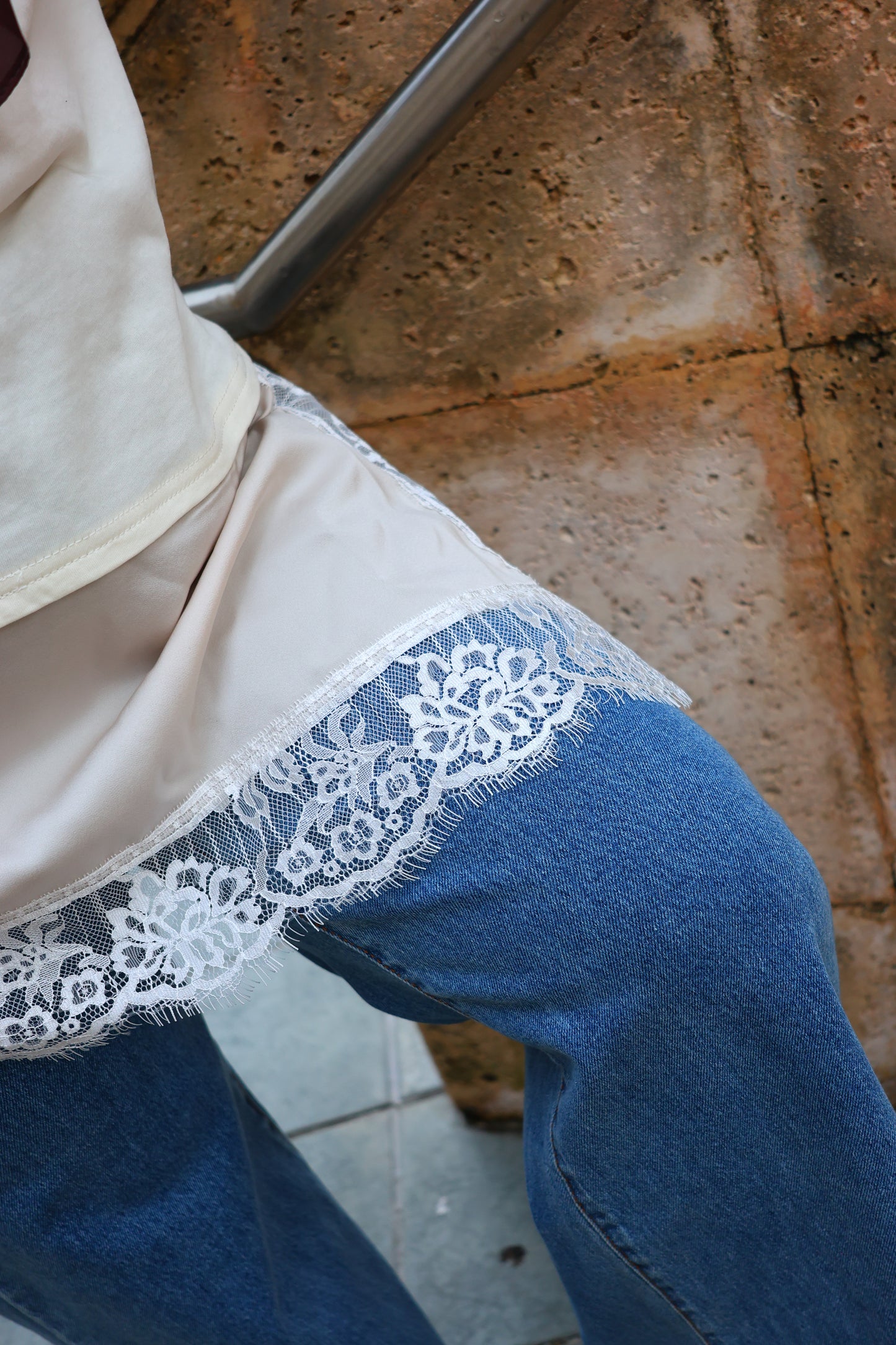 Patricia Lace Tshirt/Dress (Beige)