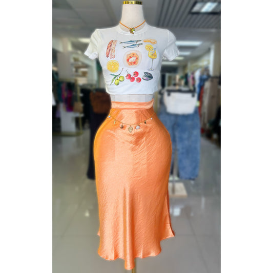 Paula Satin Long Skirt