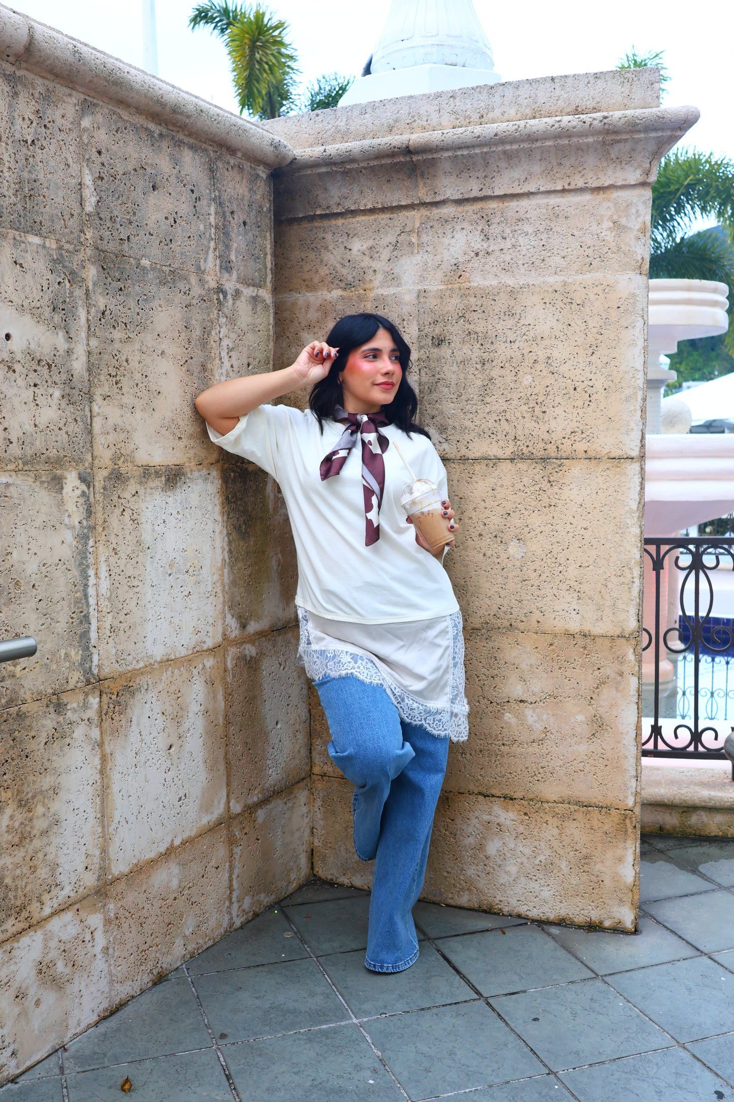 Patricia Lace Tshirt/Dress (Beige)