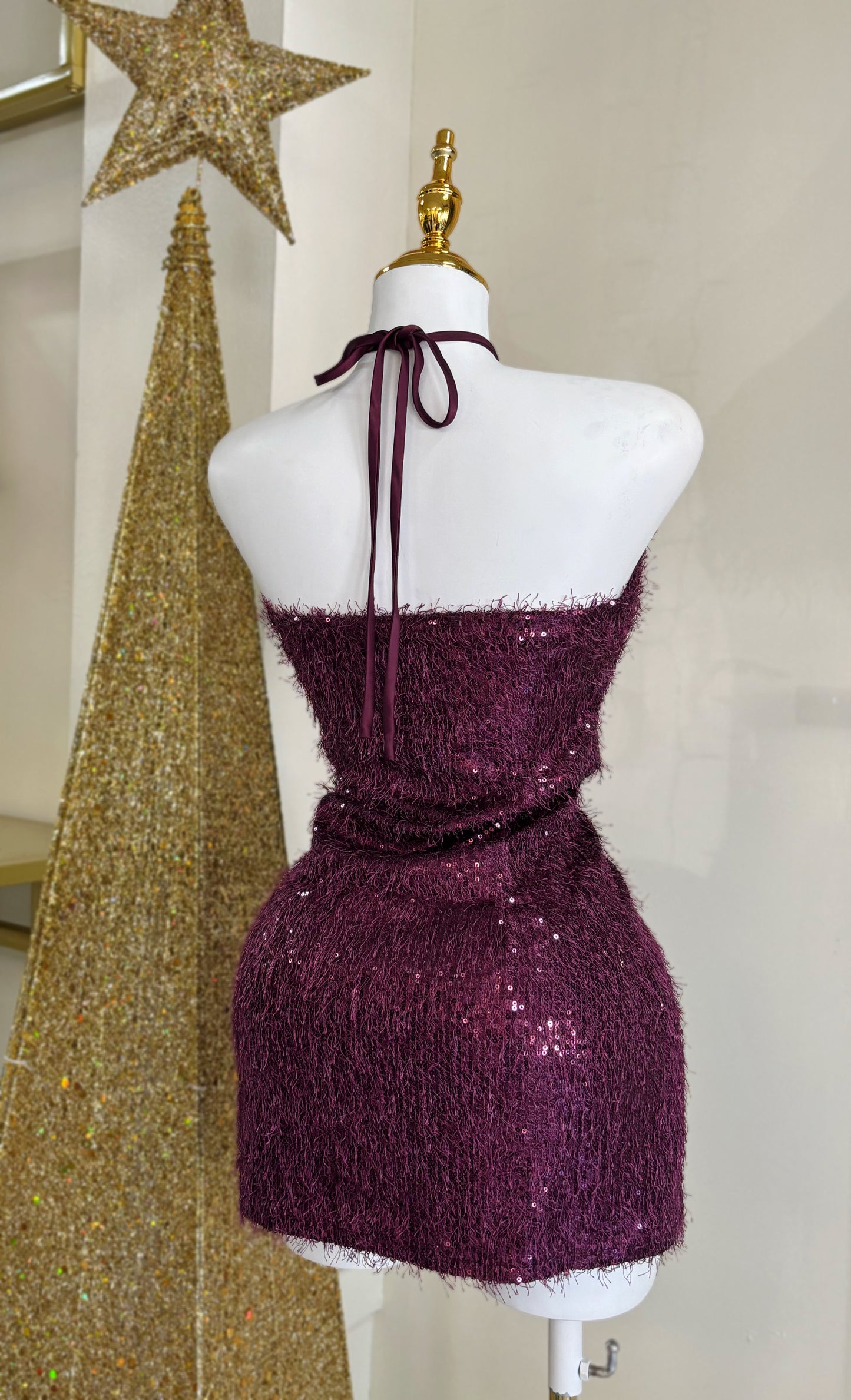 Paulina Sequin Fur Dress