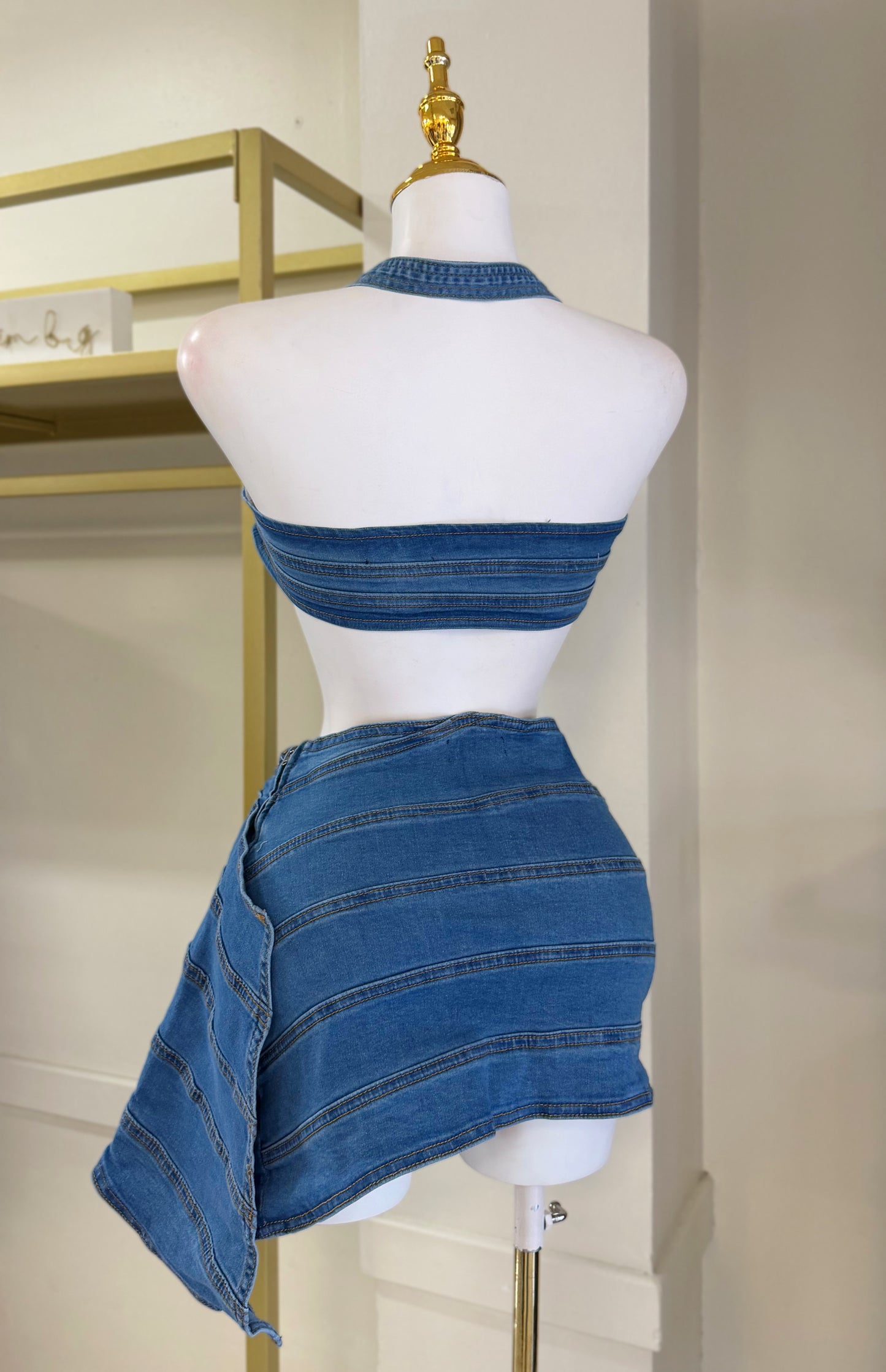 Kamilah Denim Skirt Set