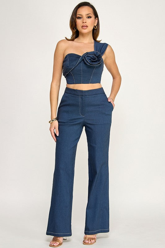 Roxana One Shoulder Pant Set